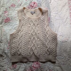 J. Crew Cream Sweater Vest Cabel Knit